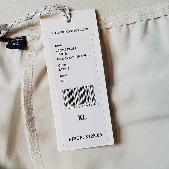 Vineyard Vines Mens Size XL NWT Performance Knit Twill Pant Stone Beige 2P001323 - Picture 8 of 9